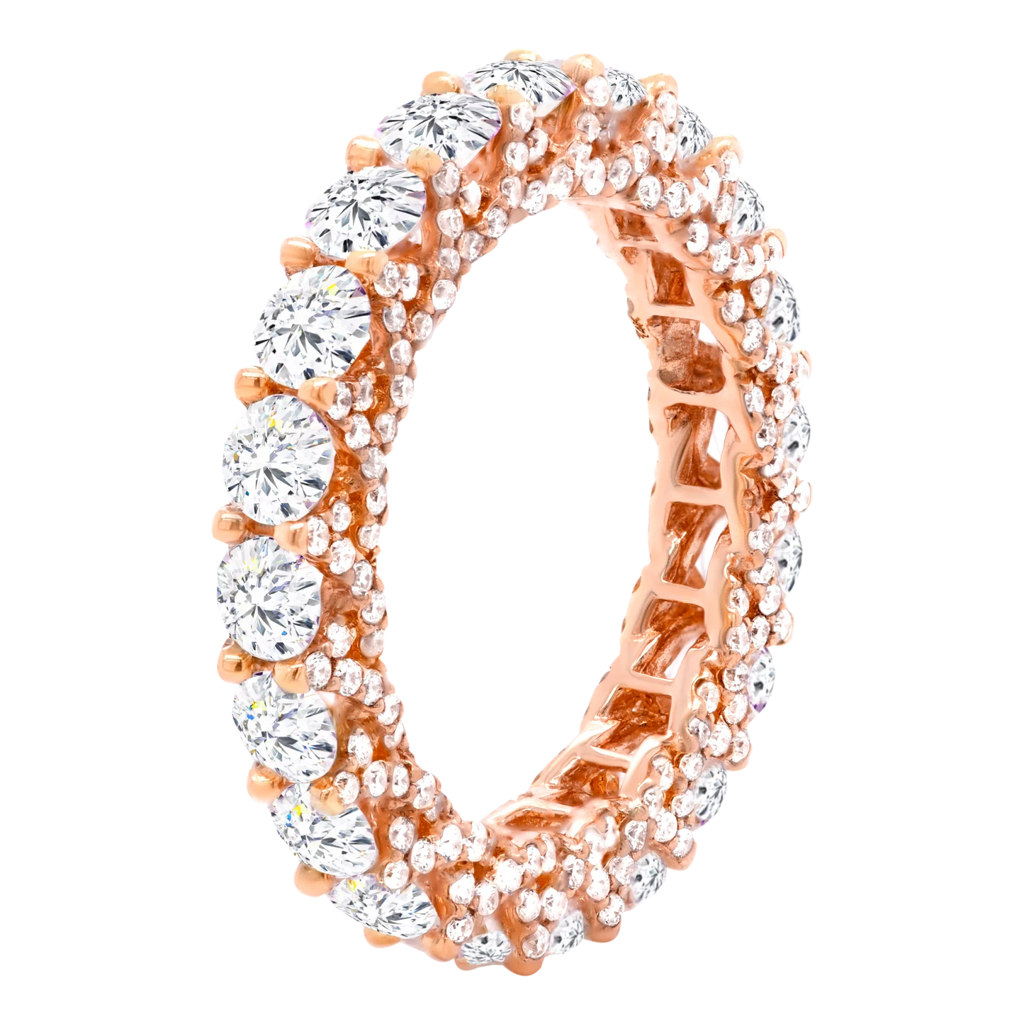 14k Gold Double Row Lab-Grown Diamond Full Eternity Band